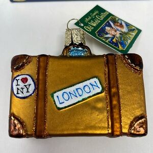 OLD WORLD CHRISTMAS: Suitcase Ornament. With original box